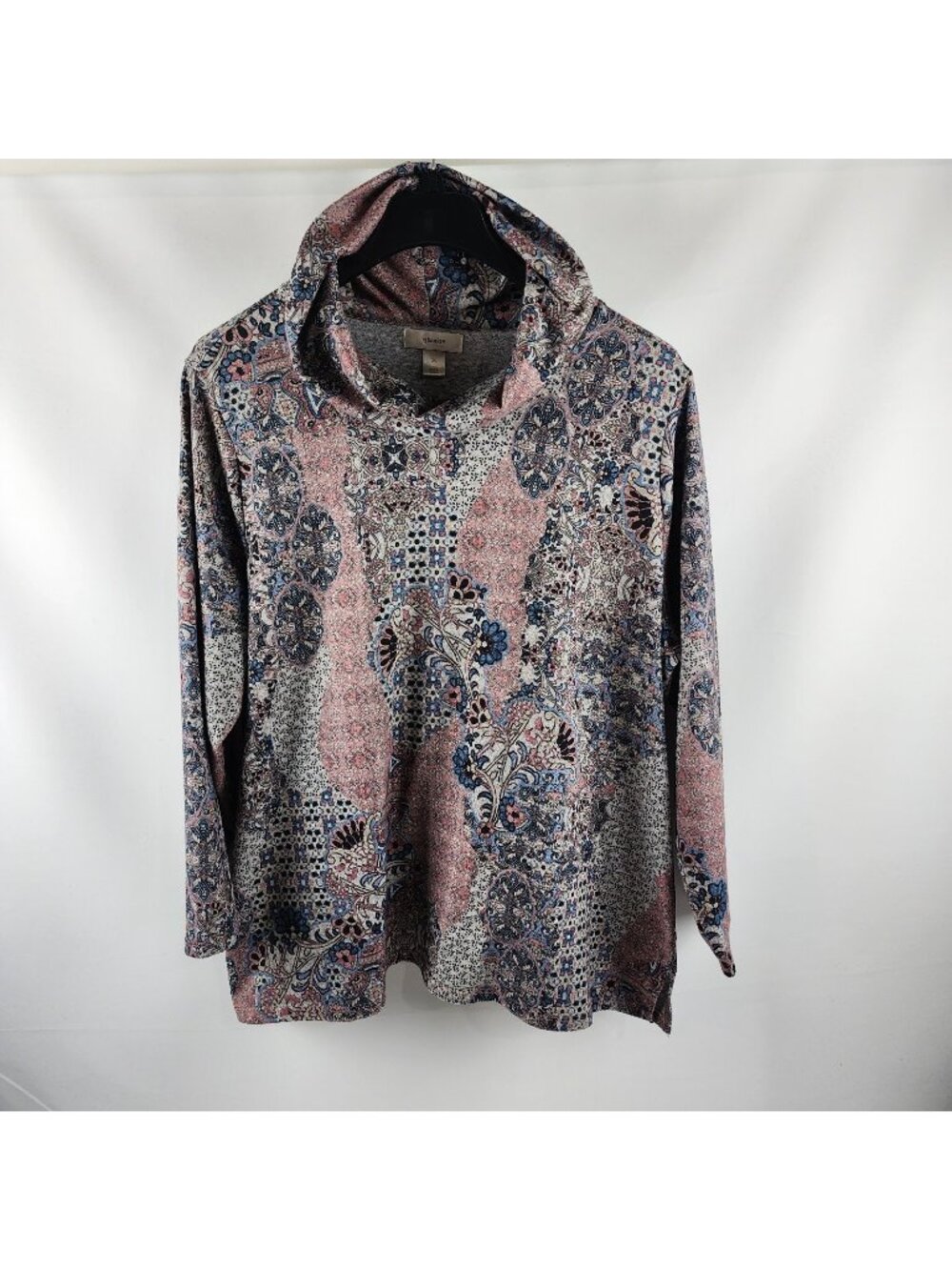 Christopher Banks Womens 2X Multi Cowl Neck Paisley Floral L/S Top